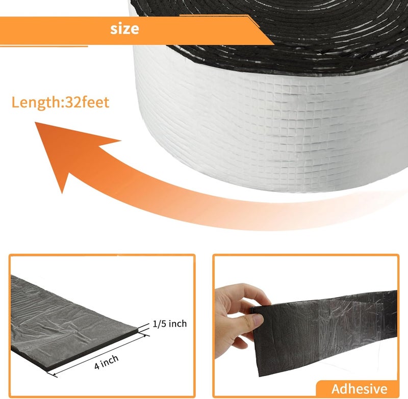 DOBTIM Foam Foil Pipe Insulation Wrap 4 in x 32 ft,Reflective Foil Insulation Tape Self Adhesive with High Resilience for Pipe Insulation Wrap - Image 2